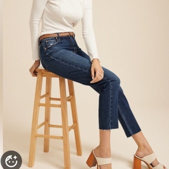 Goldie Blues Cheeky Taper Ankle High Rise Dark Blue Denim Jeans Womens 14 - Picture 3 of 11